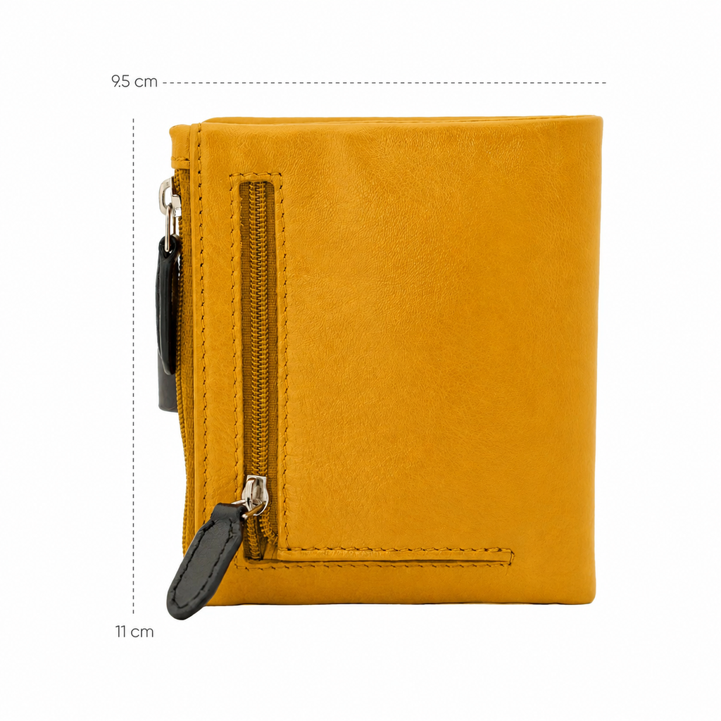 Paw Keeper yellow wallet — compartments and interior view