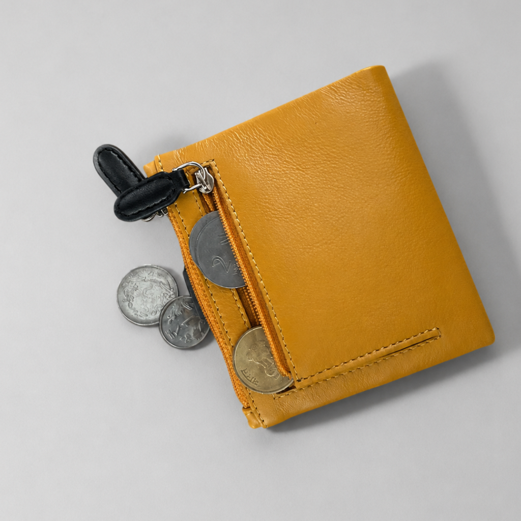 Paw Keeper yellow cat wallet — alternate styled view