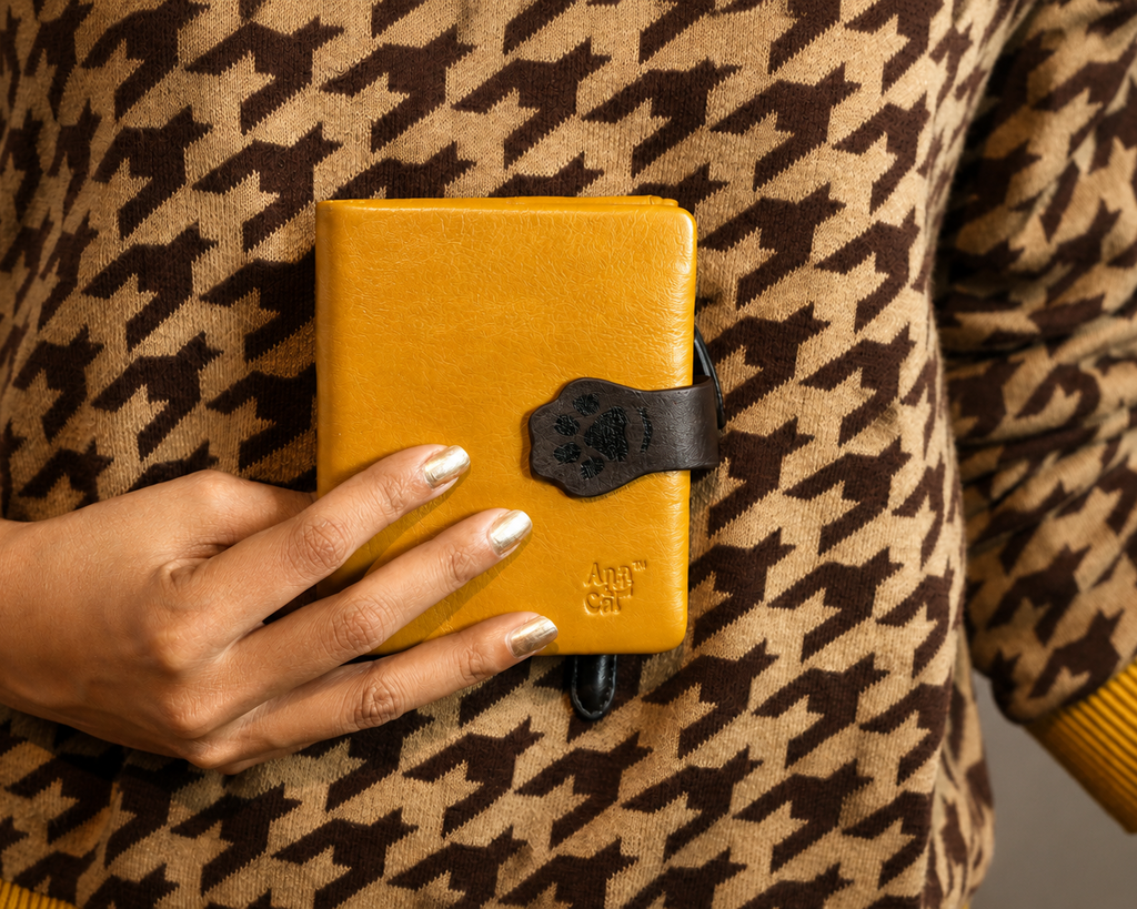 Paw Keeper yellow leather wallet by AnnaCat — everyday carry accessory